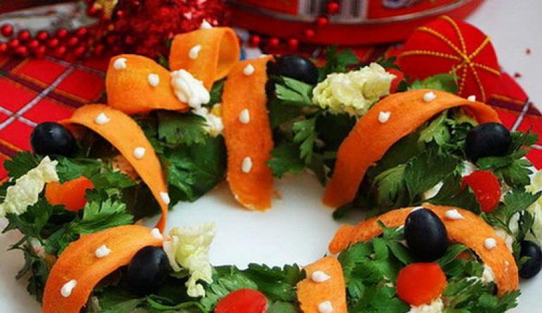 Как украсить салат Оливье на Новый год Украсить оливье на новый год